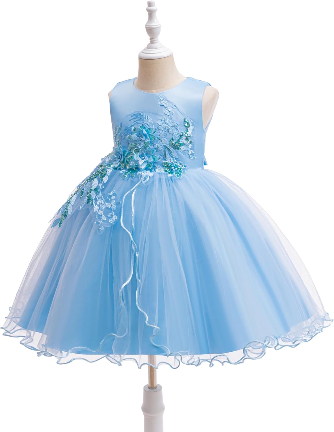 Weileenice Flower Girls Lace Bridesmaid Dress Kids Princess Wedding Prom Pageant Birthday Party Tutu Tulle Dresses