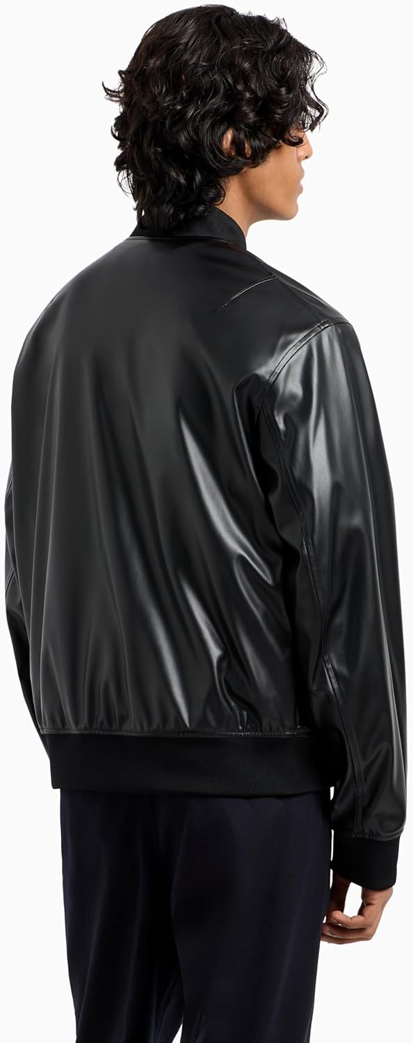 Armani Exchange mens Faux Leather Bomber Jacket - Image 4