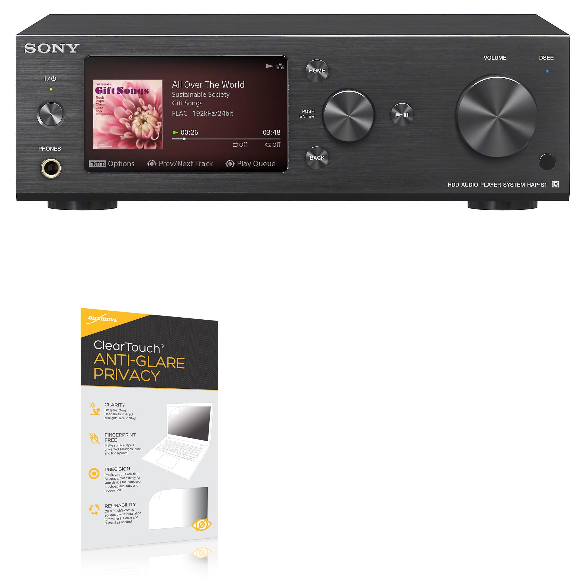 BoxWave Screen Protector Compatible With Sony HAP-S1 - ClearTouch Anti-Glare Privacy (2-Pack), Privacy Screen Protector Flexible Film Anti-Glare