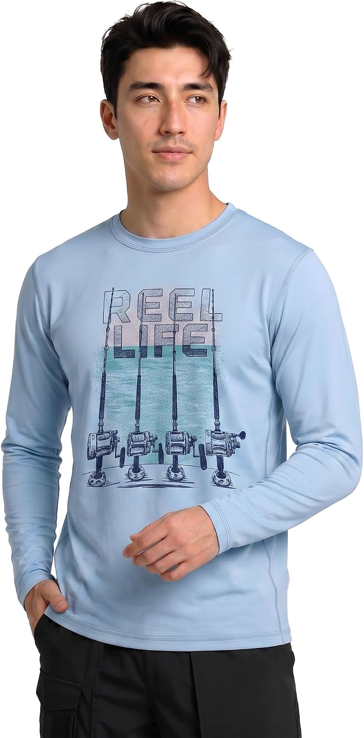 Reel Life UV Long Sleeve – Jax Beach Men’s Long Sleeve Sun Protection Shirt, Lightweight Quick-Dry UPF 50+ Performance Shirt