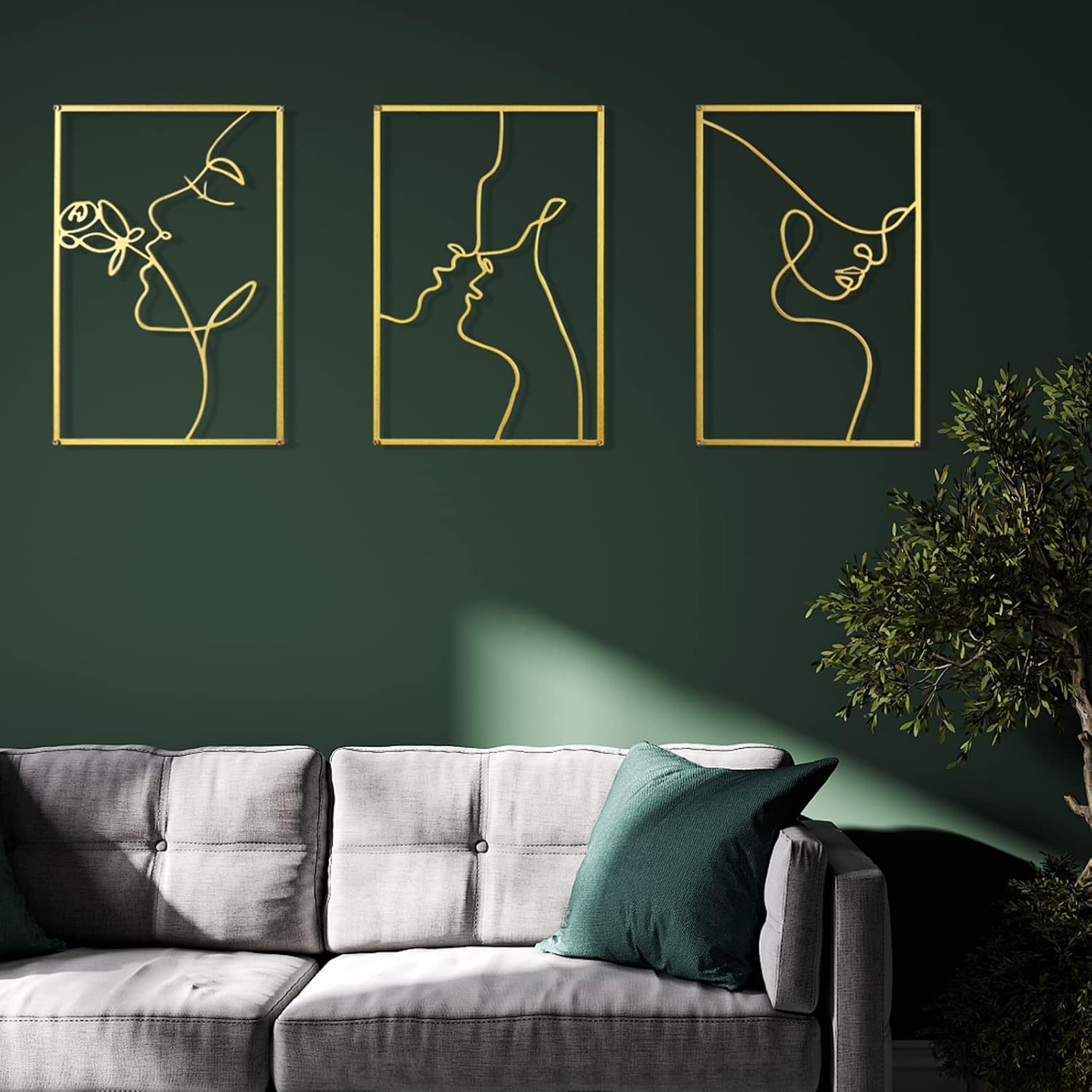 Nepochdom 2 Pack Gold Wall Art Decor,0.12" Thicker Real Metal Wall Art,Modern Abstract Female Single Line Minimalist Decor Metal Home Hanging Wall Art Decor Wall Sculptures,Gold Decor Accents for Bedroom Living Room(Face+Rose) : Home & Kitchen