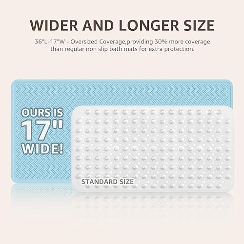 Miniatura 2 de OTHWAY Alfombra de baño antideslizante de goma extra larga para bañera, lavable a máquina, tapete antideslizante para ducha con 332 ventosas fuertes
