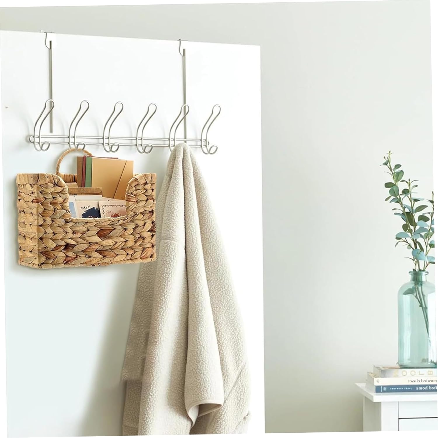 Mail Holder, Magazine Holder, Handwoven Water Hyacinth Mail Boho Storage Basket for Entryway, Living Room, Office, for Wall