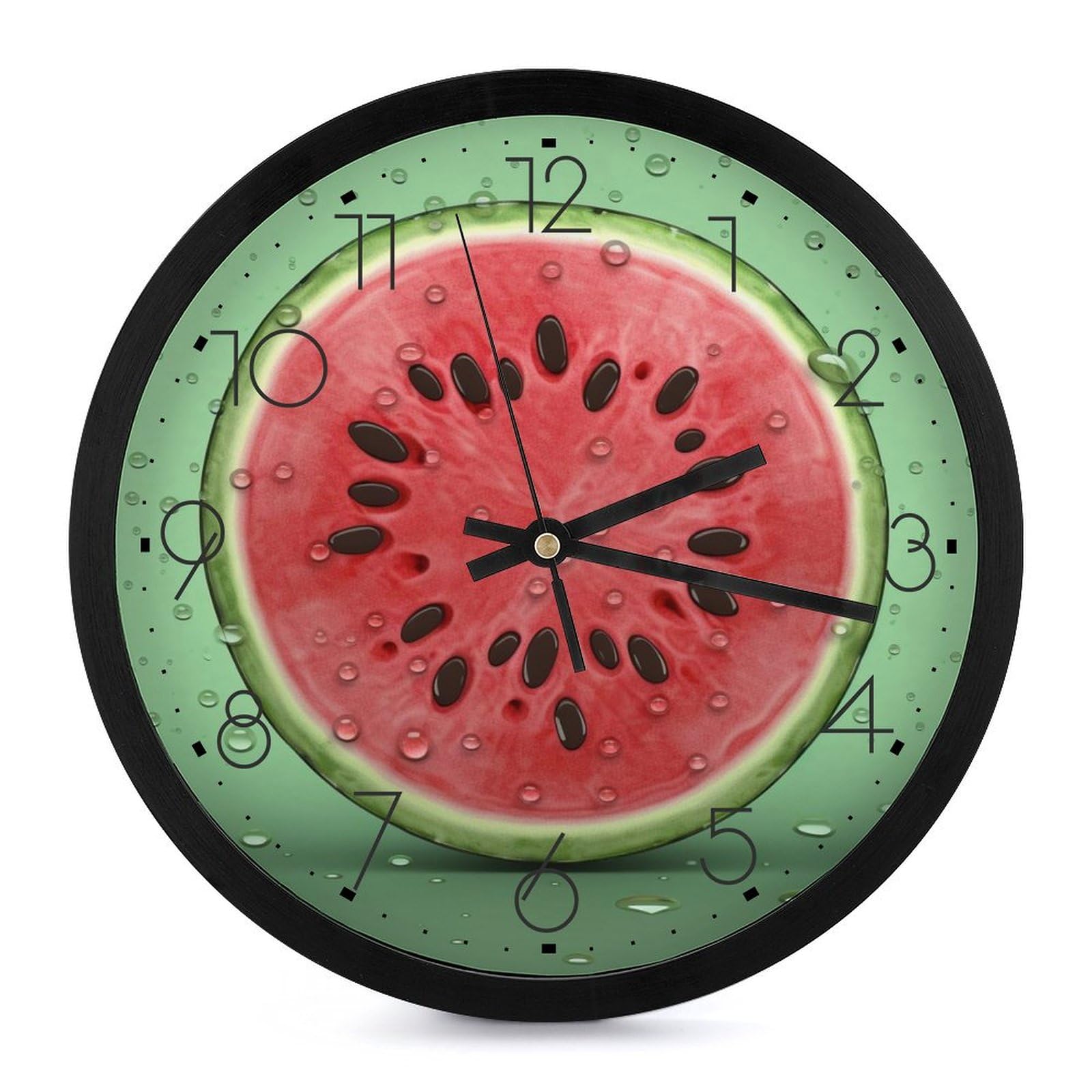 Horloge murale verte pastèque de 25,4 cm pour une décoration de cuisine épurée