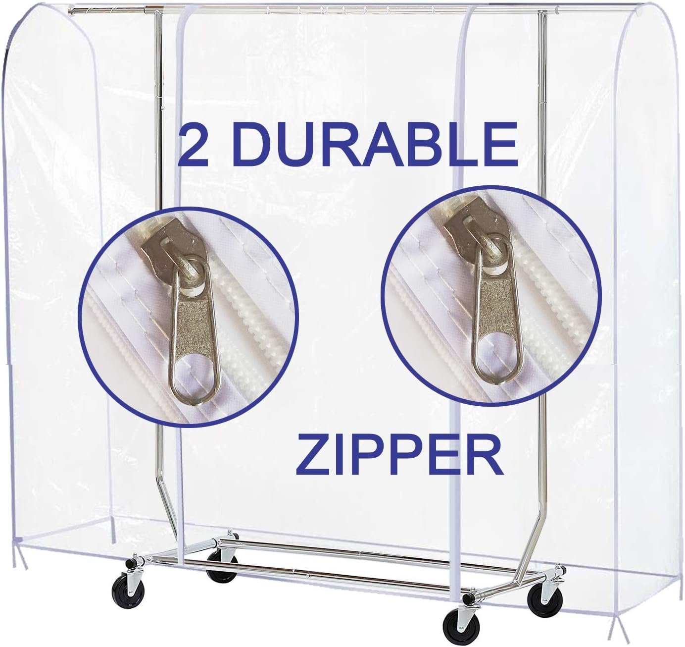 Ruibo Clear Garment Rack Cover Dustproof Clothes Rack Cover with 2 Durable Zipper/Clothing Waterproof Protector (L:71x20x60 inch) - Image 7