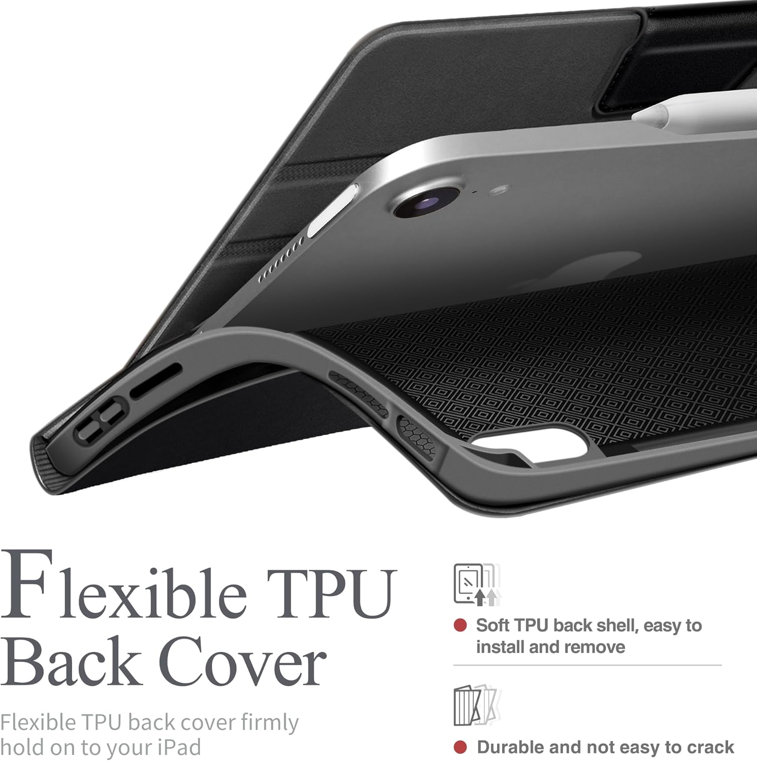 auaua Case for iPad mini 7 (A17 Pro), iPad mini 7th/6th Generation (2024/2021 8.3-inch), with Front Pocket Pencil Holder, Typing Angle Muti-Stand Magnetic Closure Auto Sleep/Wake (Black)