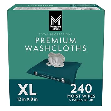 Members Mark Adult Washcloths 240 ct. 5 Packs of 48