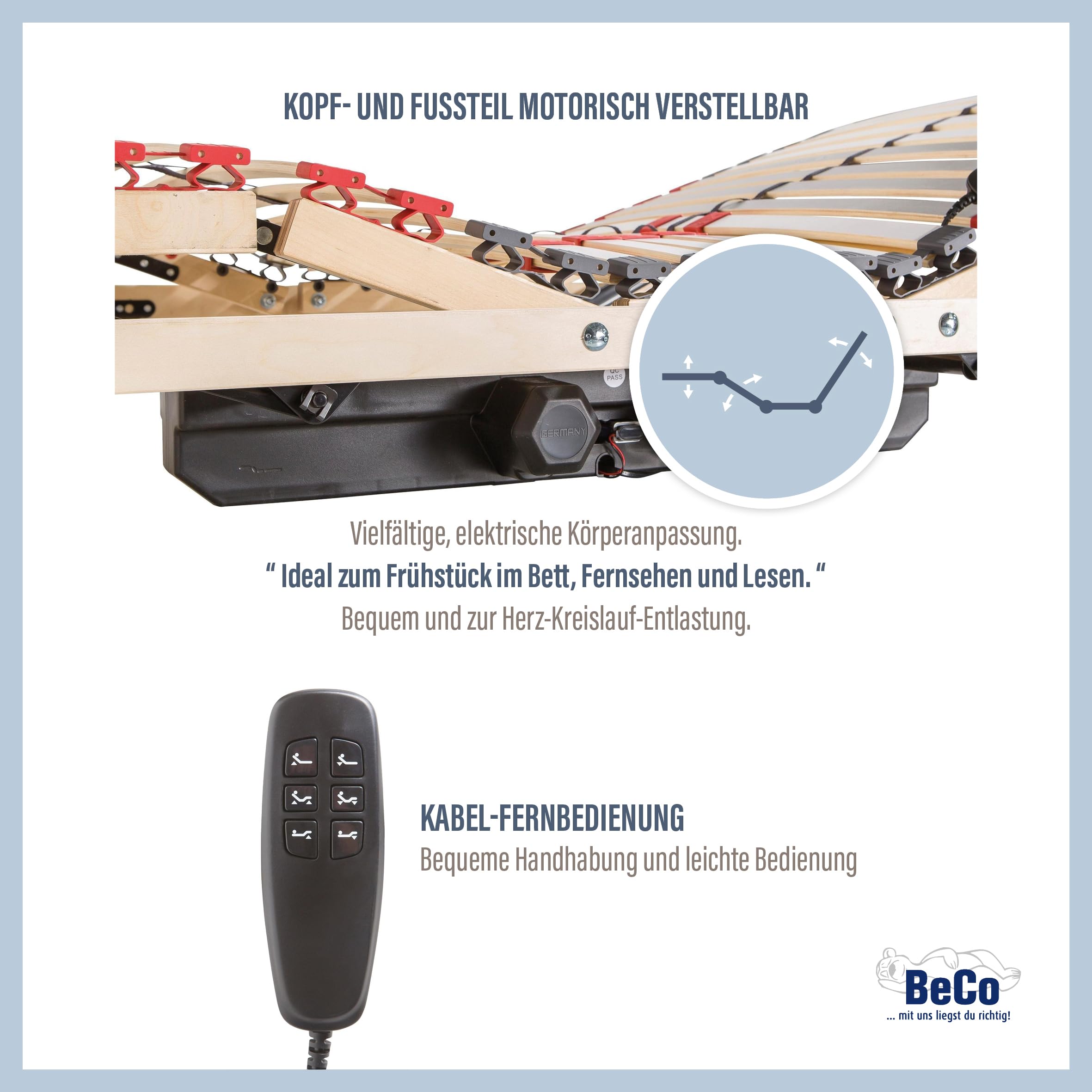 BeCo Matratzen GmbH & Co. KG Lattenrost Superflex, Größe:90 x 200 cm, Version:Motorisch verstellbar