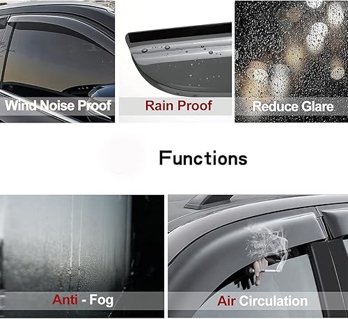 Miniatura 3 de Deflector de viento 94550 para ventana lateral, juego de 4 protectores de lluvia fuera del canal para Lincoln Zephyr 2006 y Lincoln MKZ 2007-2012 y
