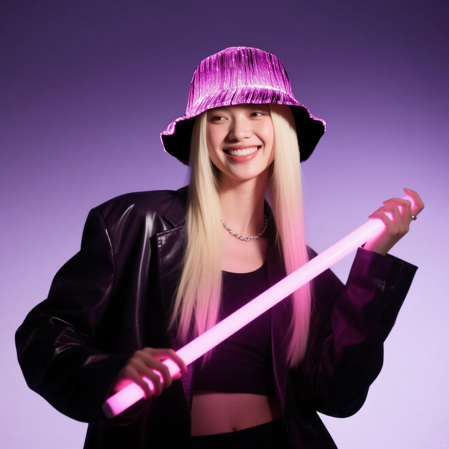 LED Bucket Hat for Women - Light up Fisherman Cap 7 Colors Glow in The Dark Funny Hats USB Rechargeable Rave Party Hats - Image 2