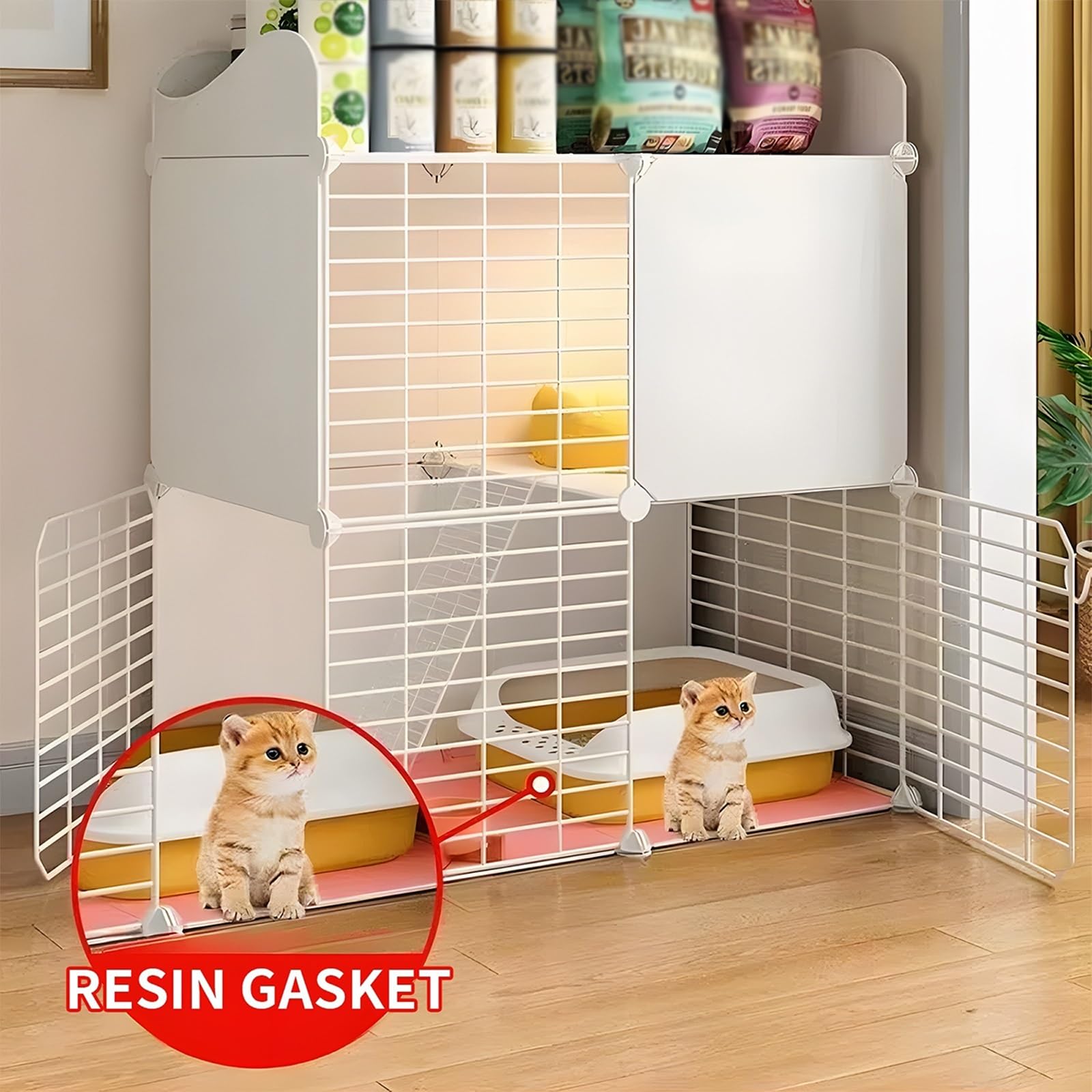 Jaulas Grandes Para Gatos De Interior, Casas Para Gatos En Suministros Para Mascotas, Jaula De Alambre Metálico Desmontable Para Gatitos, Casetas De Bricolaje Con Puerta,(Black-A-70*105*35cm)