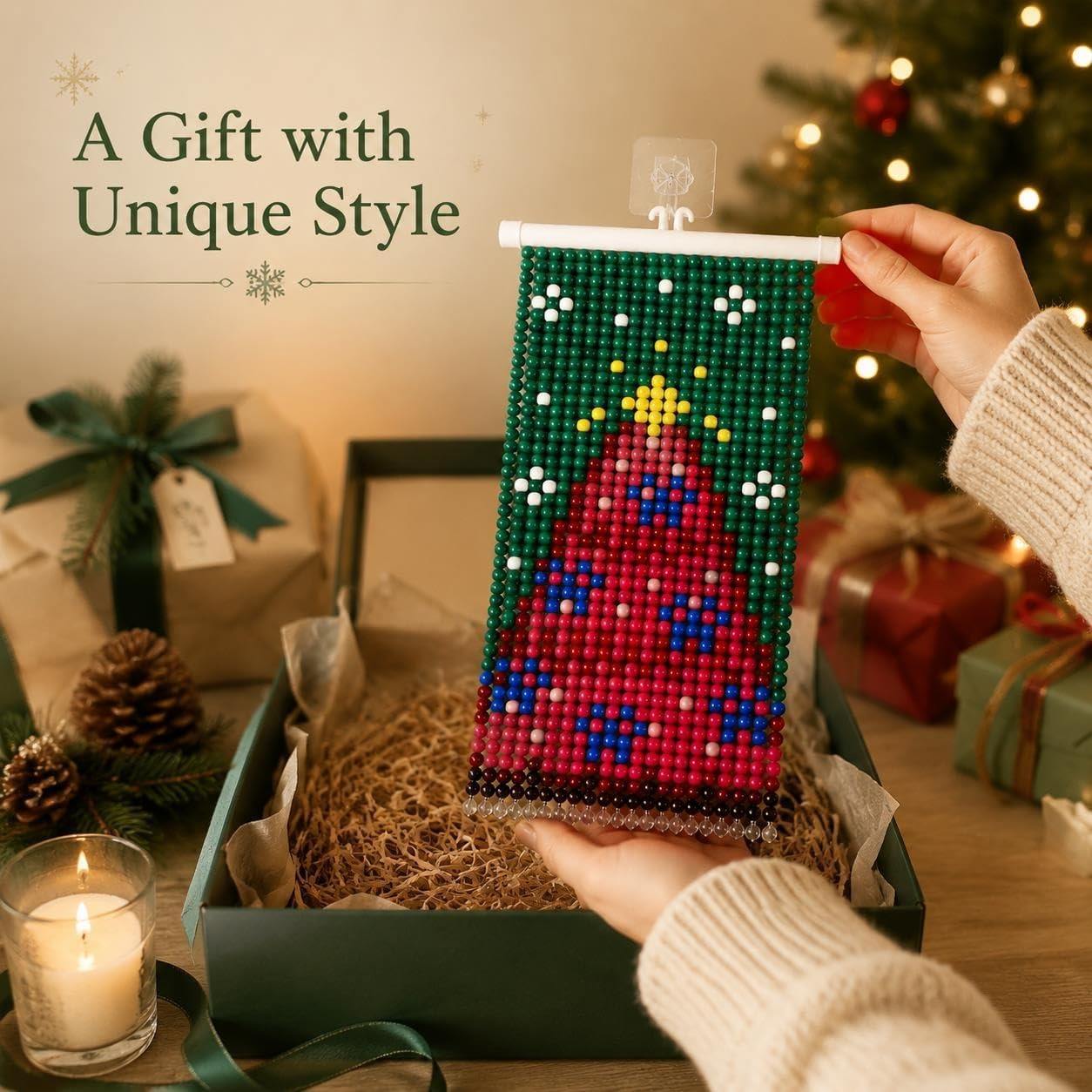 LOYNNFON DIY Christmas Beaded Wall Art- Home Wall Decor Art Craft Kit