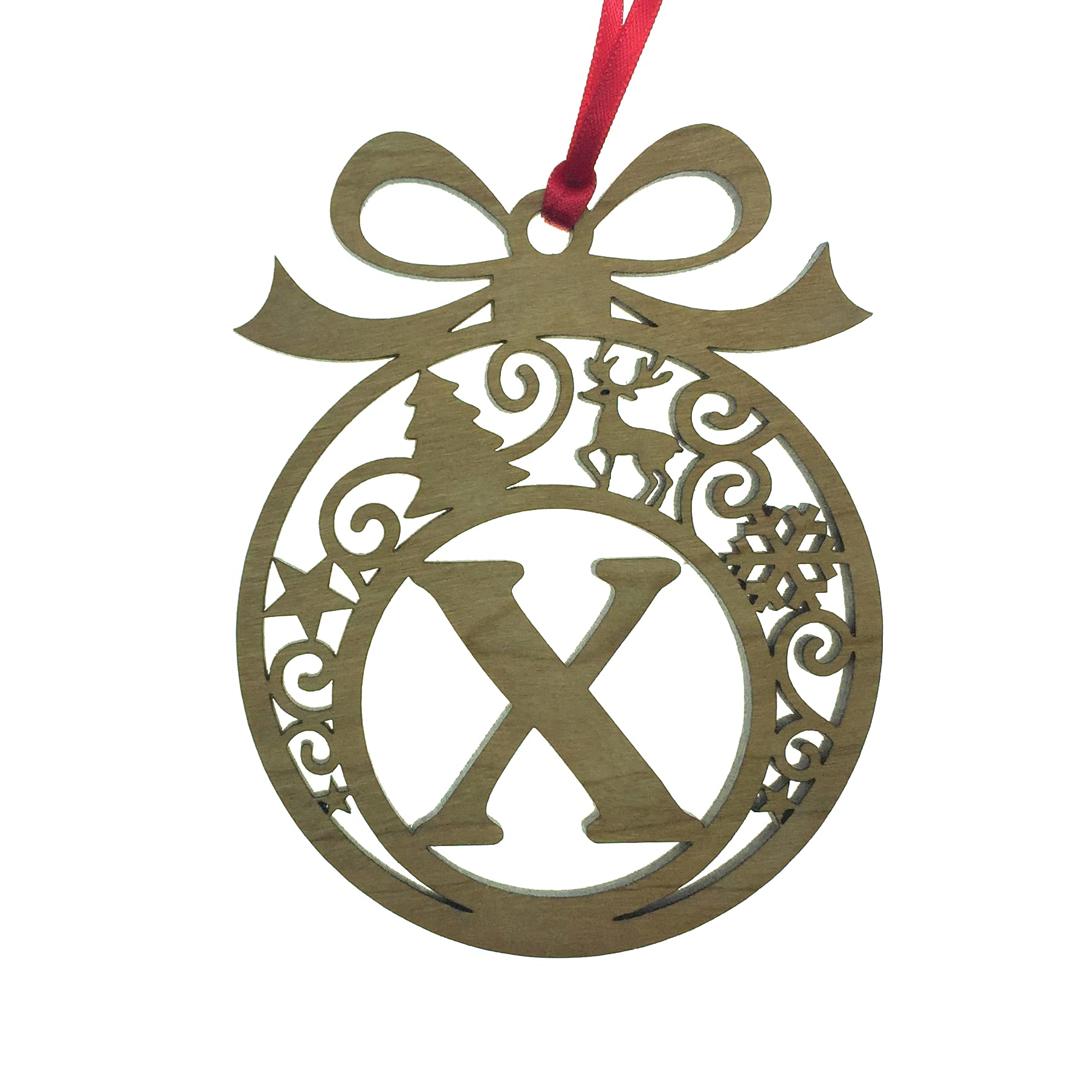 Personalised Christmas tree bauble decoration pendant ornament: Letter X