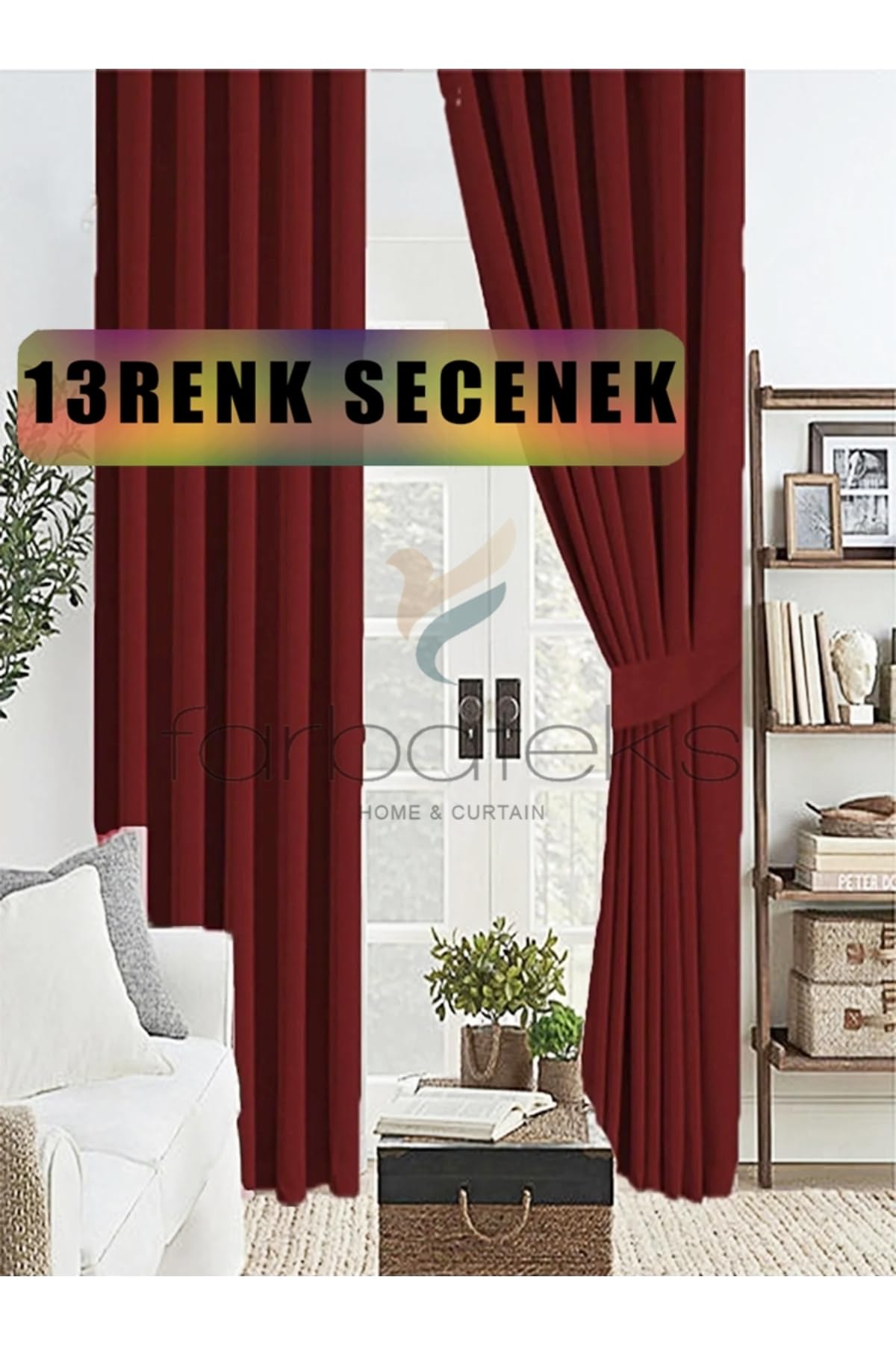 Farbateks Bordo Kalın Güneşlik Blackout Kararma Fon Perde Düz Dikim 150 x 250