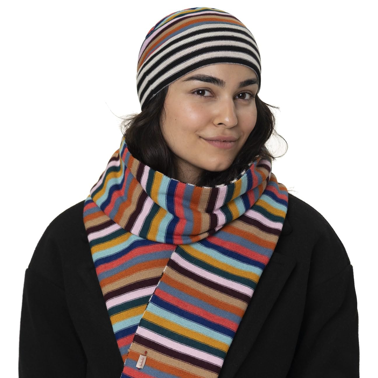 Colour Stripes Wollschal Schal Strickschal Streifenschal Damen - Made in Italy Winter Herbst-Winter