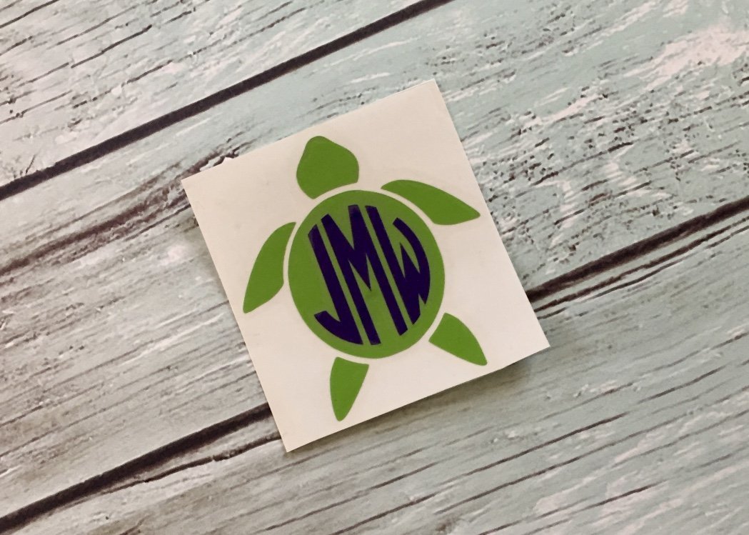 Monogram Turtle Decal Sticker