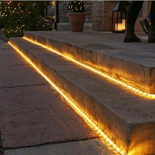 Miniatura 6 de FORT Luces LED de cuerda para exteriores resistentes al agua, tira de luces LED blancas cálidas, 100 pies de luces LED, 720 LED, luces de tubo