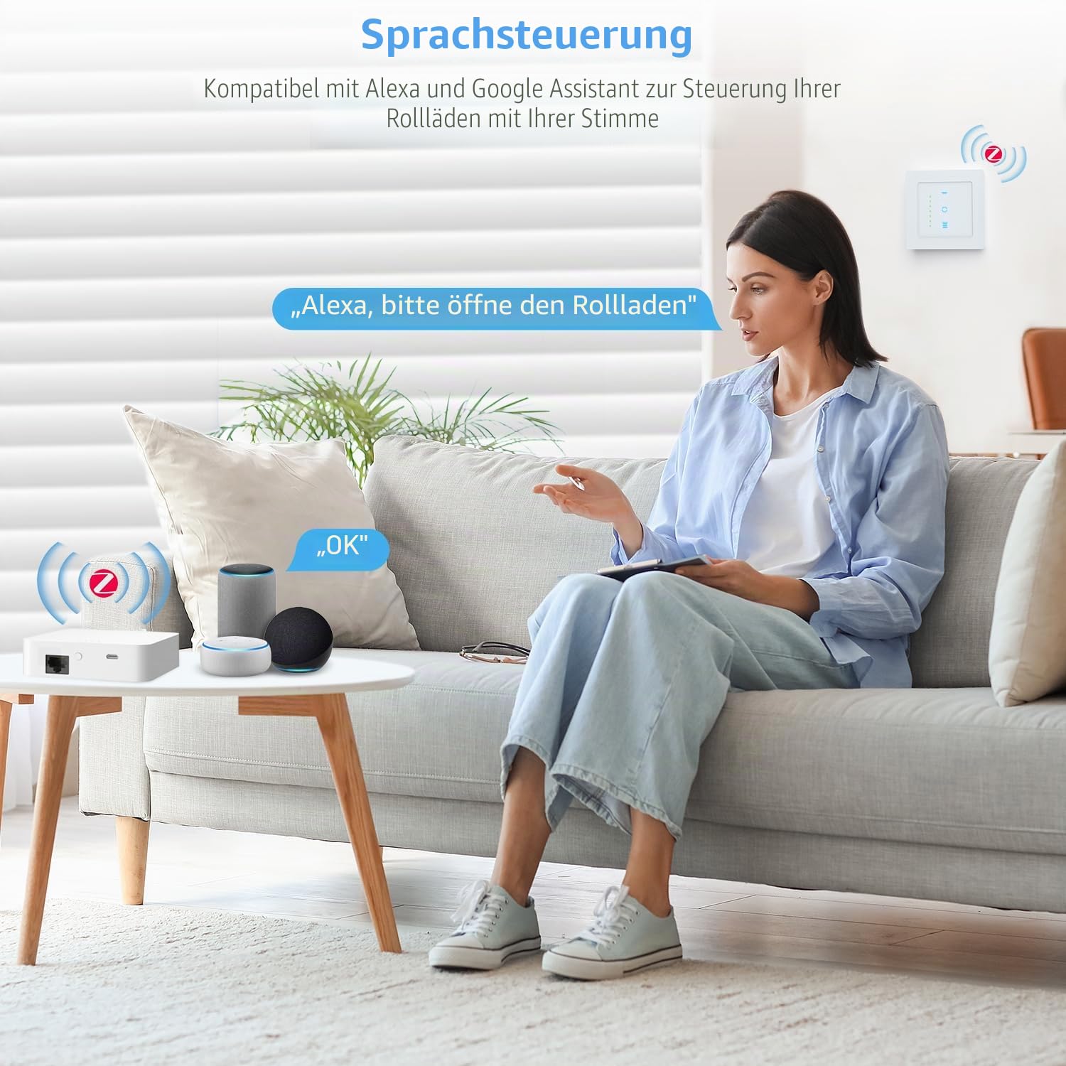 SMARTERCURRY Zigbee Rolladenschalter Smart [Gen 6.1] 80 * 80mm 2 Stücke