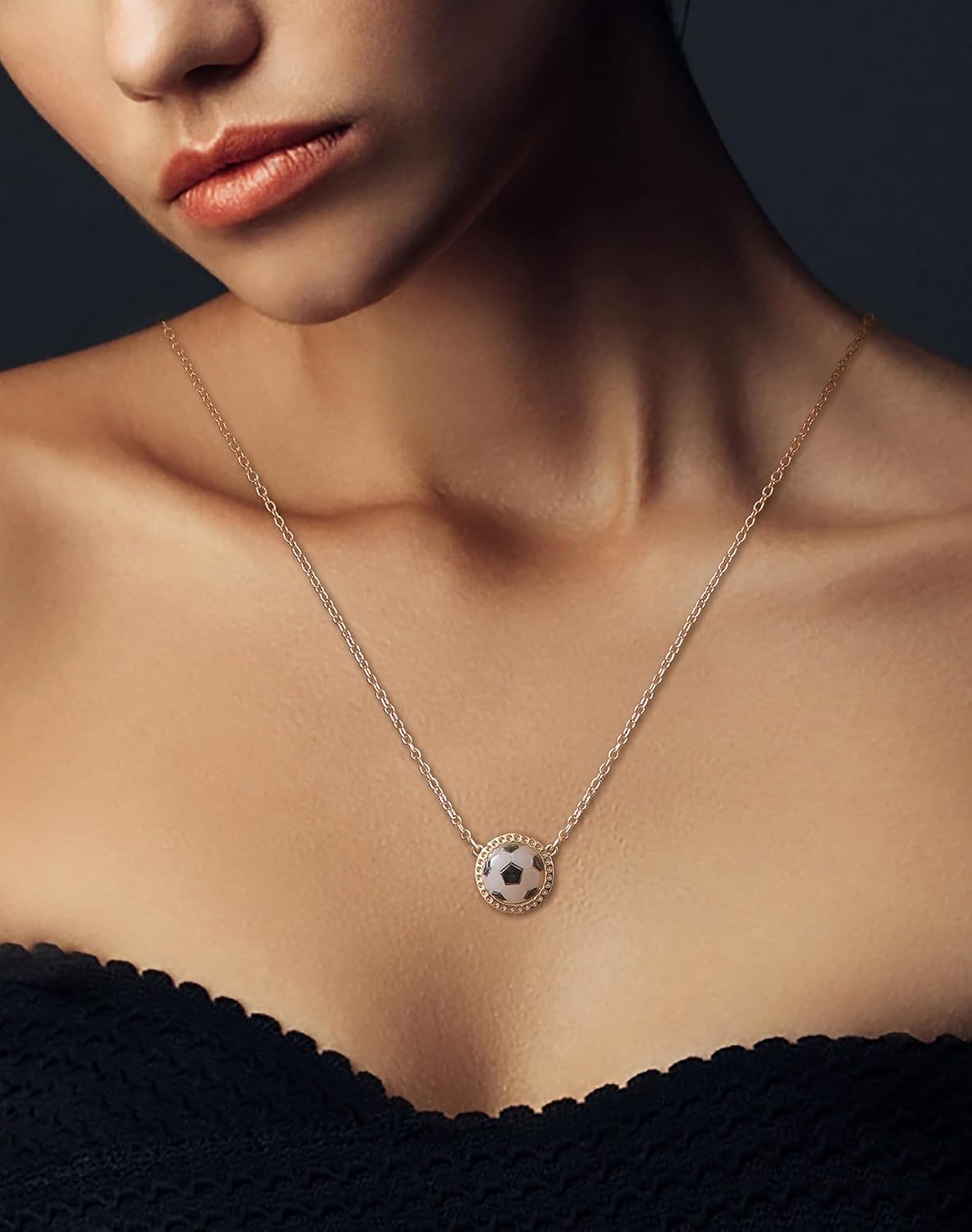 Football Soccer Pendant Necklace for Women Men - 18K Gold Plated Brass Sport Jewelry for Anniversary Fans Holiday - Image 2