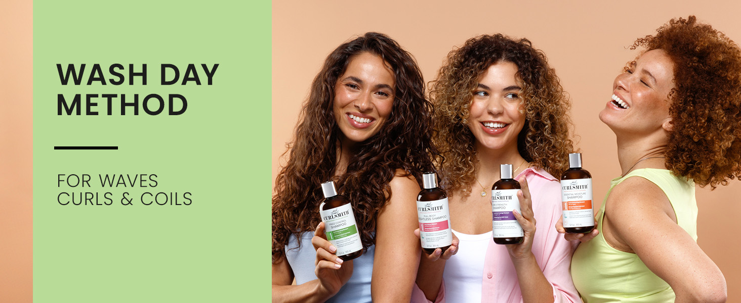 CURLSMITH Frizz Control Shampoo - Frizz-Fighting Shampoo for Curls, Removes Build-Up, For All Curl Types, Vegan & Cruelty Free