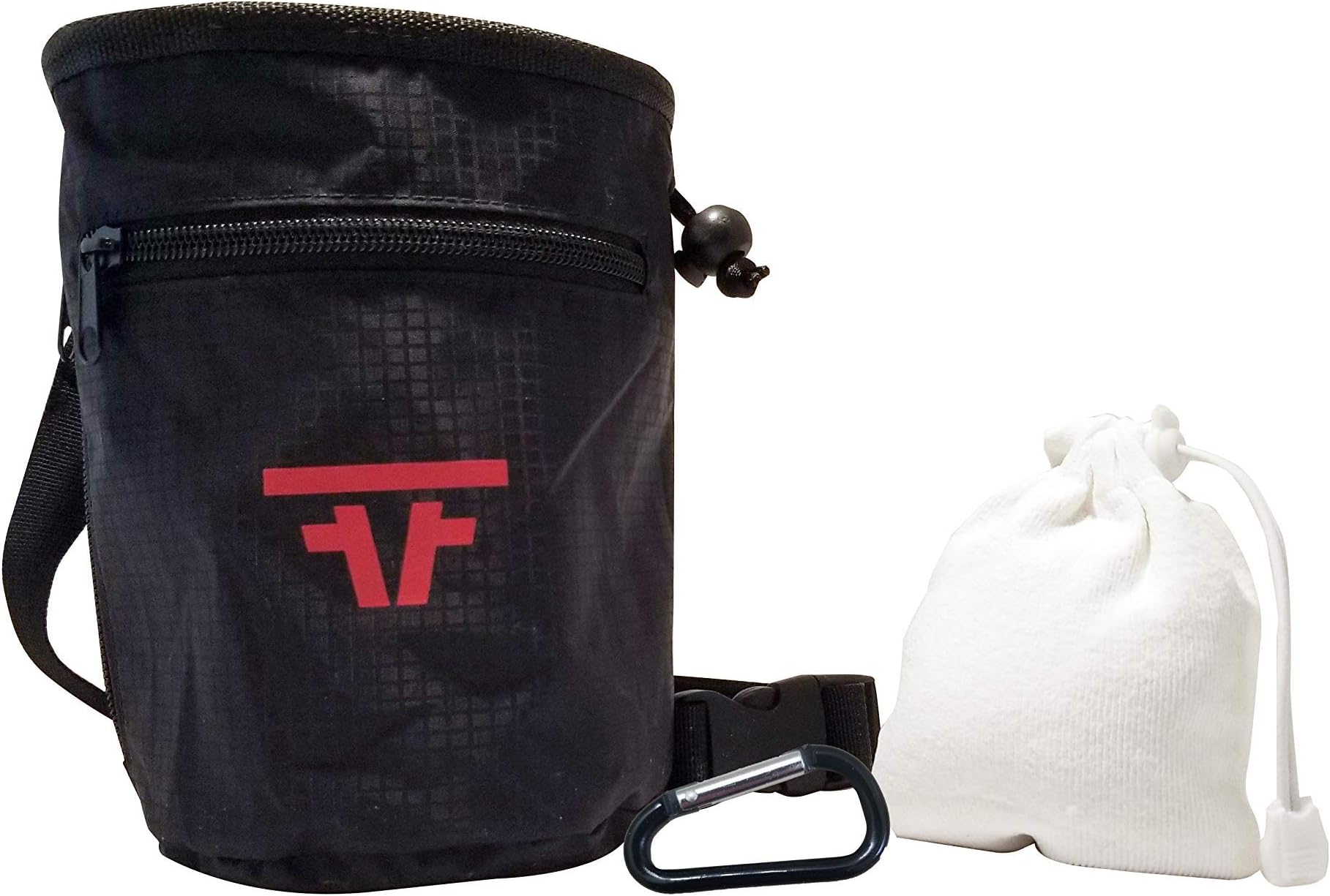 Free Face Gear Chalk Bag for Rock Climbing & Bouldering with Large 2 Zipper Design and Quick-Clip Belt with Refillable Chalk Ball Included