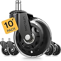 Vista 15 de Lifelong Ruedas de repuesto de goma para sillas de oficina, ruedas resistentes de 2 pulgadas para suelos de madera dura y alfombras, juego de 5