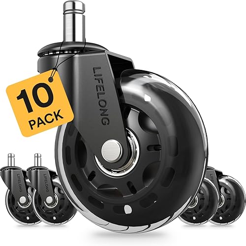 Miniatura 15 de Lifelong Ruedas de repuesto de goma para sillas de oficina, ruedas resistentes de 2 pulgadas para suelos de madera dura y alfombras, juego de 5,