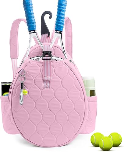 Miniatura 8 de Bolsa de tenis acolchada para mujer – Mochila de tenis y bandolera | Capacidad para 2 raquetas o 3 paletas de pickleball | Bolsa ligera para raqueta