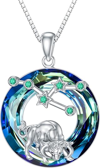 Zodiac Necklace for Women Sterling Silver Astrology Heart Necklace 12 Constellations Horoscope Pendant Zodiac Jewelry Gifts