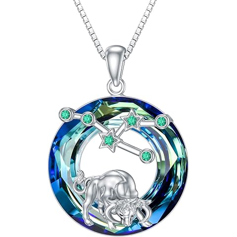 Zodiac Necklace for Women Sterling Silver Astrology Heart Necklace 12 Constellations Horoscope Pendant Zodiac Jewelry Gifts