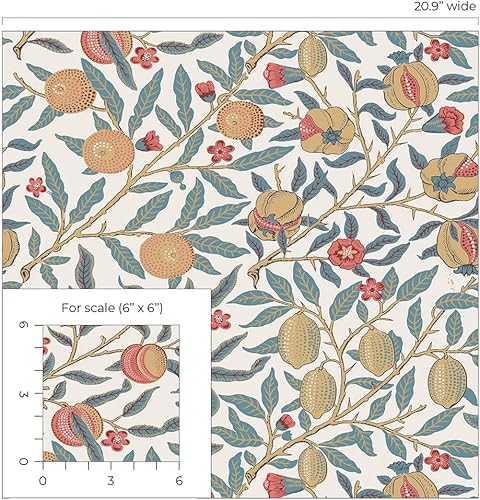 Miniatura 9 de NextWall Papel tapiz vintage granada para despegar y pegar azul piedra de luna y ocre claro