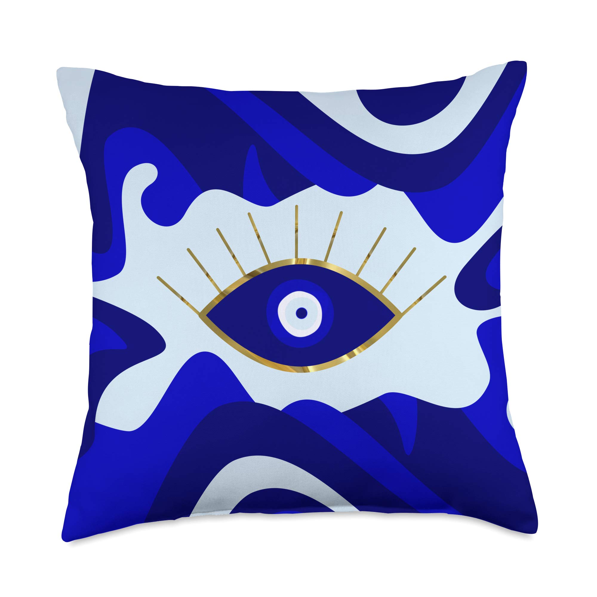 UMe images All Knowing Blue Wave Lava Evil Eye Throw Pillow, 18x18, Multicolor