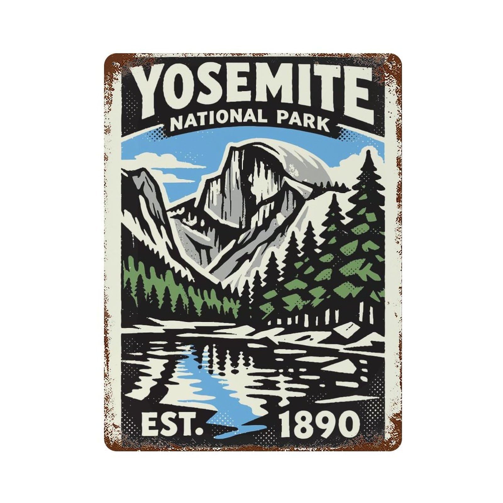 Rust Effect Yosemite National Park Vintage Poster Rusty Metal Tin Sign 15.7"x11.8", Farmhouse Wall Decor for Cafe, Home Bar And Lounge Decor