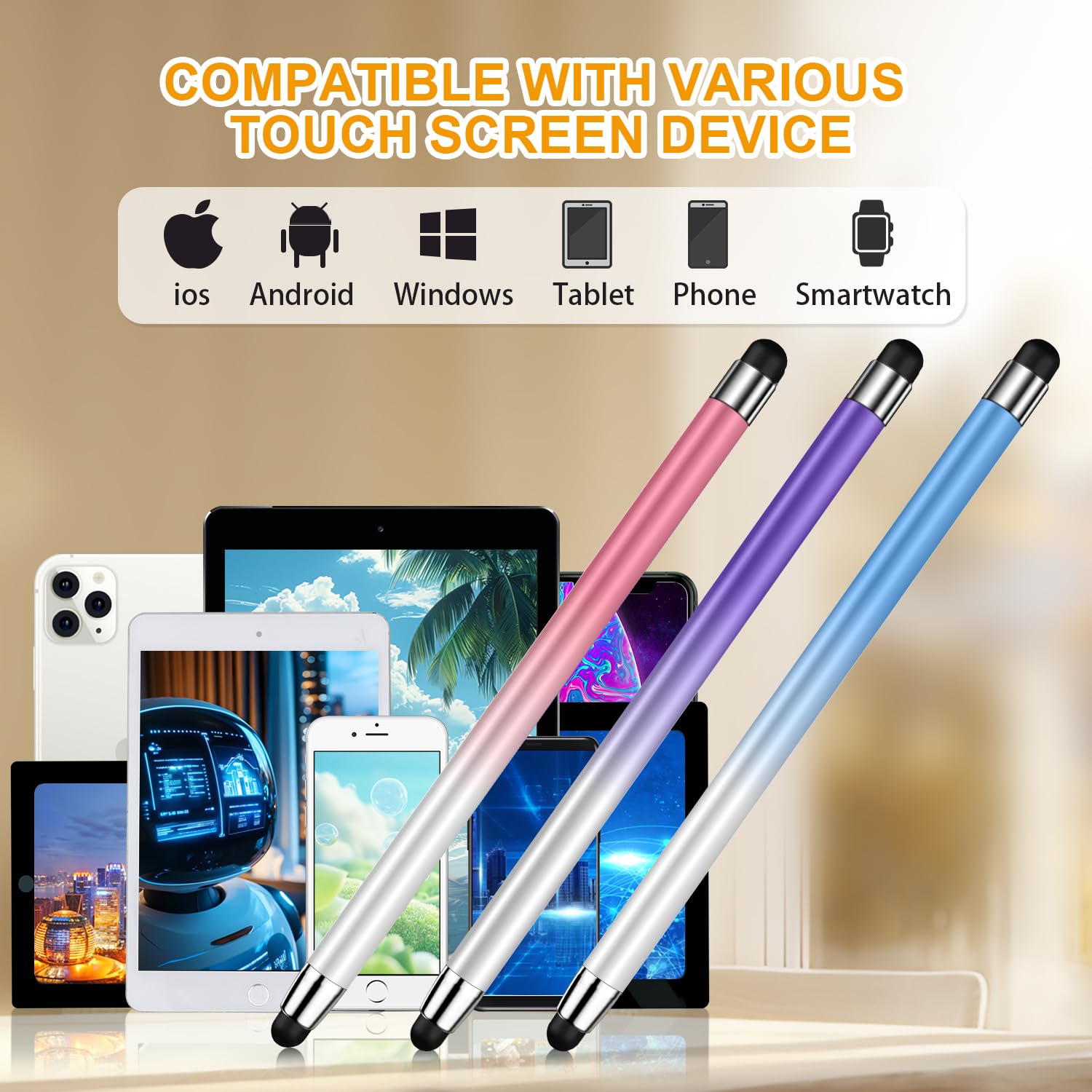 Pennino capacitivo 2 in 1 per touch screen, alta precisione e sensibilità, adatto per iPad/iPhone/Samsung/smartphone Android e tablet, compatibile con tutti i touch screen