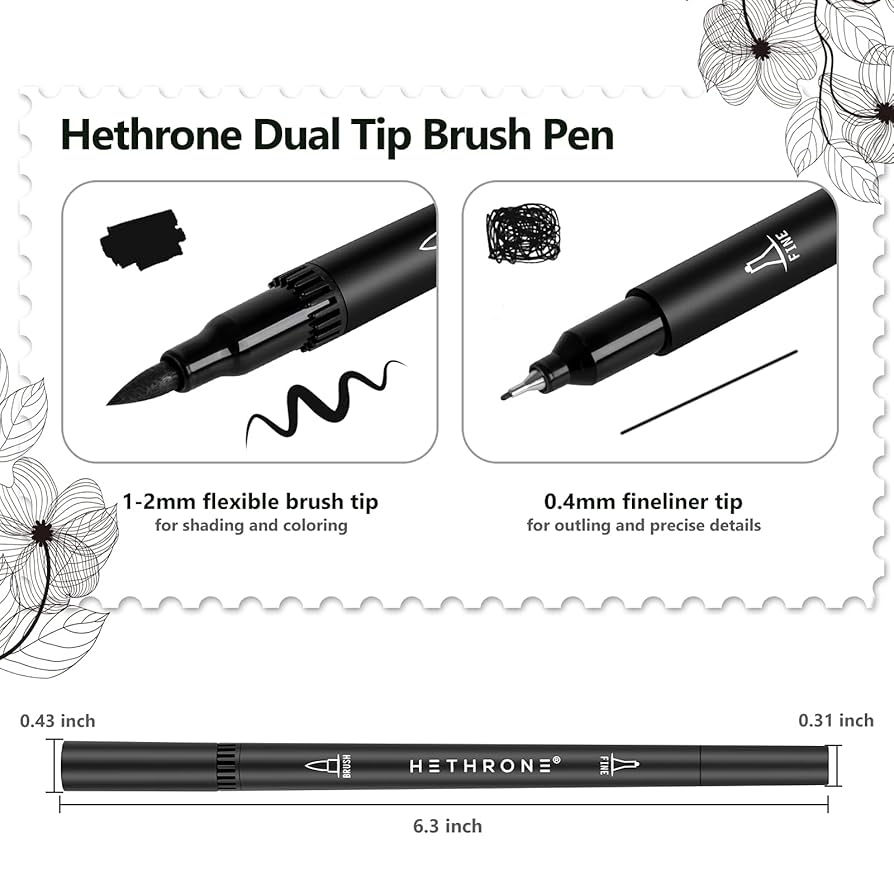 Amazon.com : Hethrone Black Markers for Drawing - Brush Pens