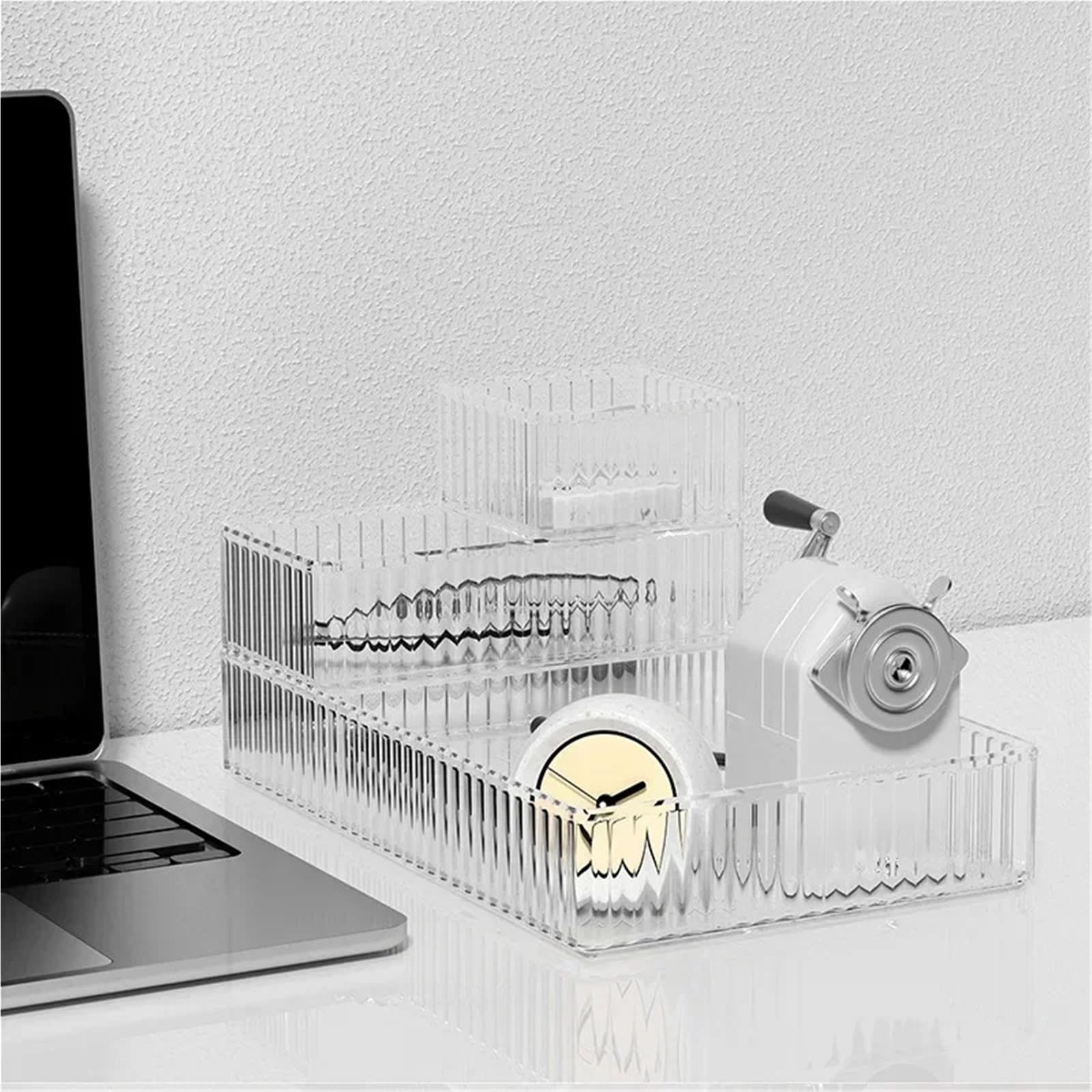 Set di 4 organizer for cassetti da scrivania, in plastica, for riporre oggetti bagno, for trucchi, trasparenti, for la cucina Per Cassetti