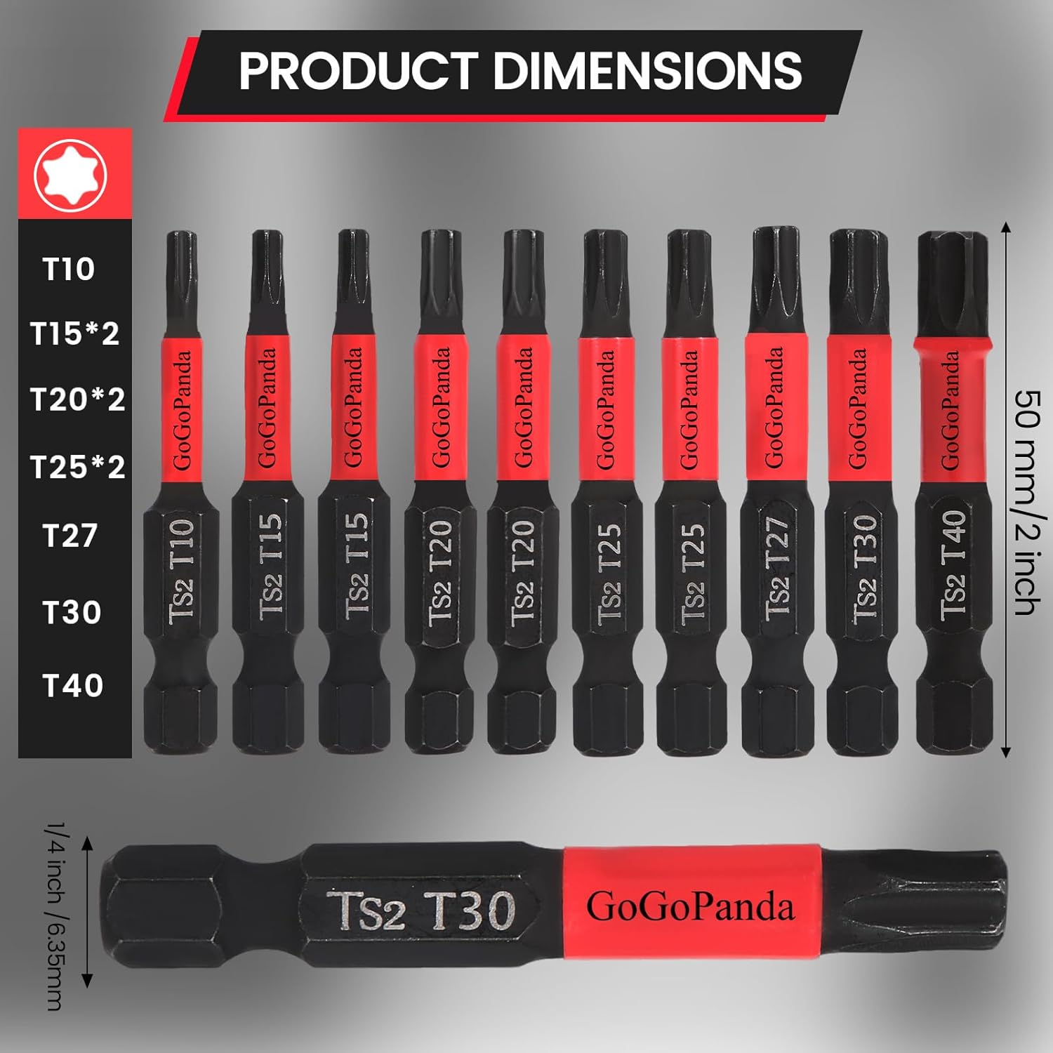star shaped 10 (T10-T40), hex screws 10 (H1.5-H10), S2 steel safety Screwdriver Bit Sets, CNC machining tip, 2-inch long , magnetic holder and storage box (20, Star shaped-Hexagonal-2INCH)