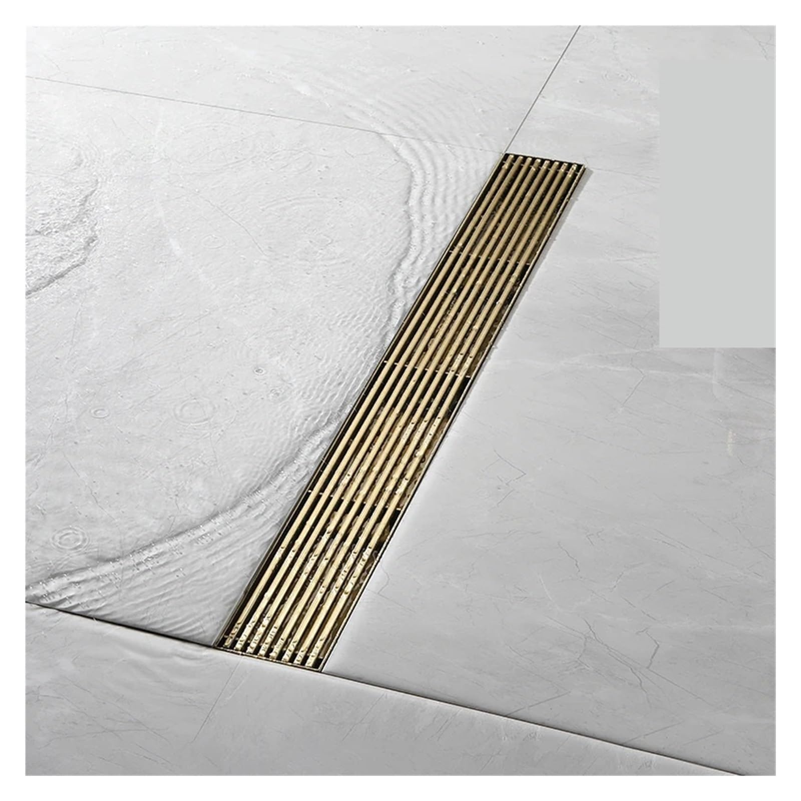 Drenaje De Piso 30-120CM Drenaje De Filtro De Residuos Cuadrado Acero Inoxidable | Desagüe de suelo de oro cepillado, drenaje de filtro de residuos cuadrado de 30-120CM, acero inoxidable(Black-M,1pcs-40cm)
