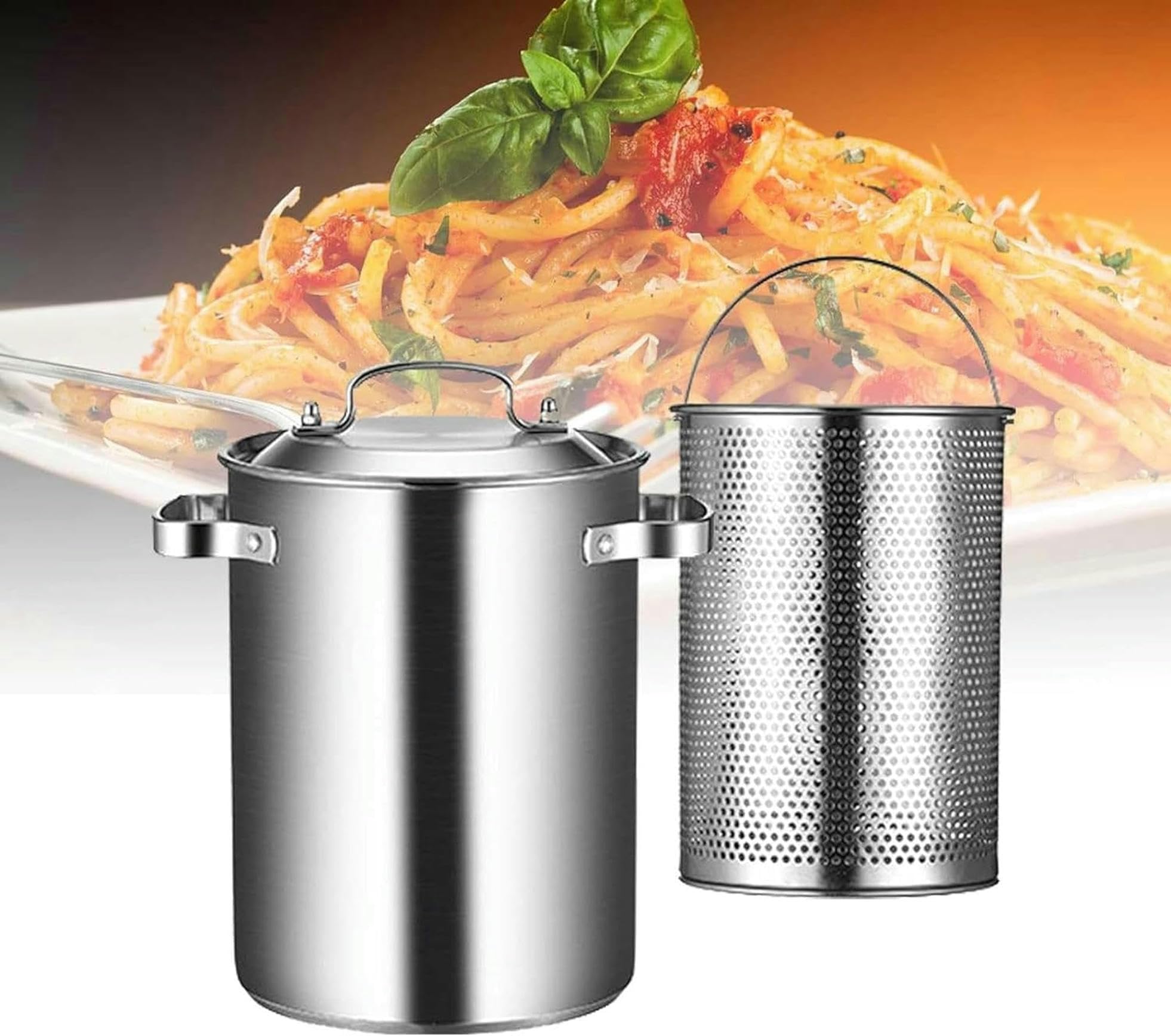 Casserole de pâtes avec panier amovible pour un égouttage rapide et sûr