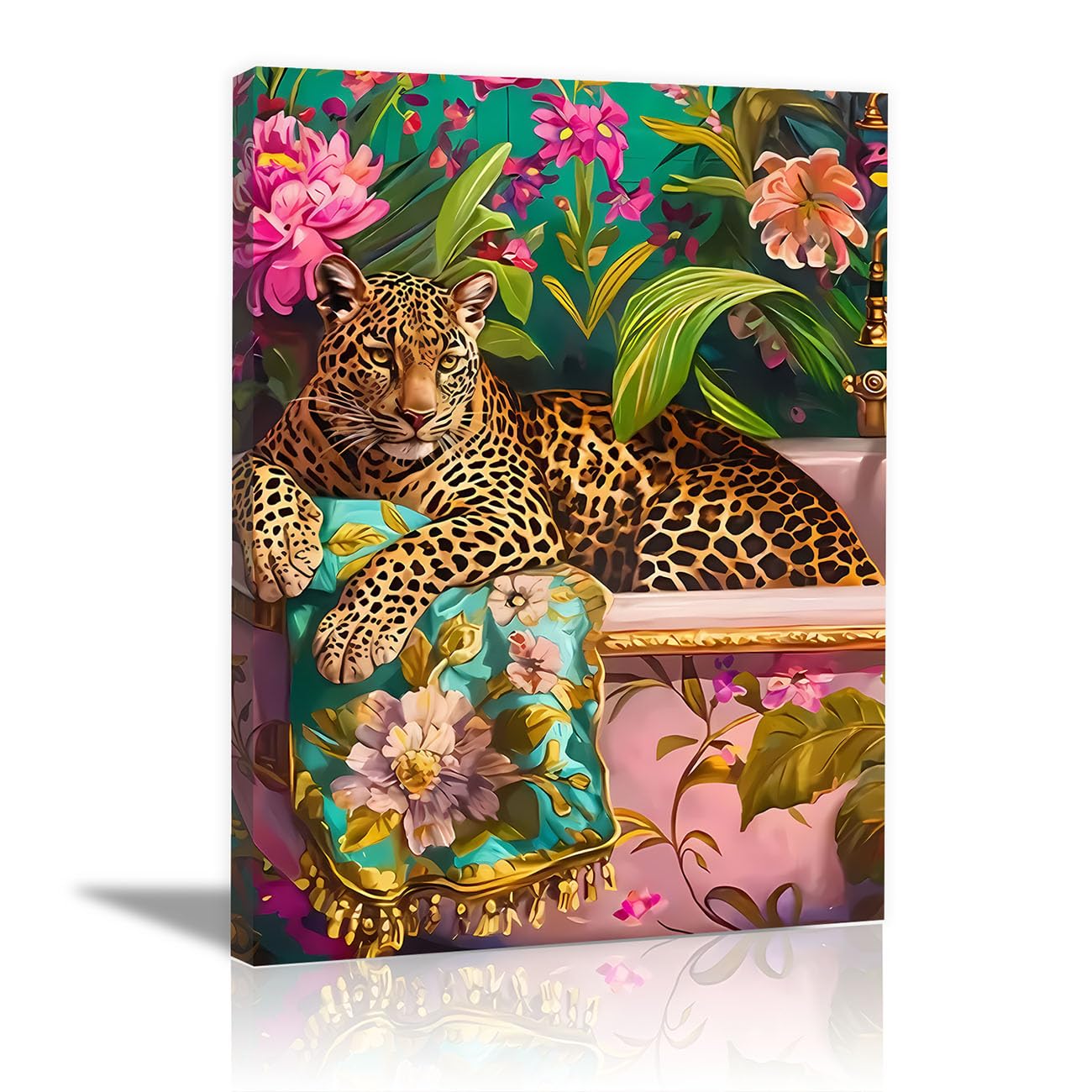 TODOAA Funny Bathroom Wall Art Fun Bathroom Leopard Vintage animal Artwork Prints, Abstract Styles Wall Decor for Living Room, Bedroom, Kids room Decor(Brown 18)-60x90cm Framed — image 1