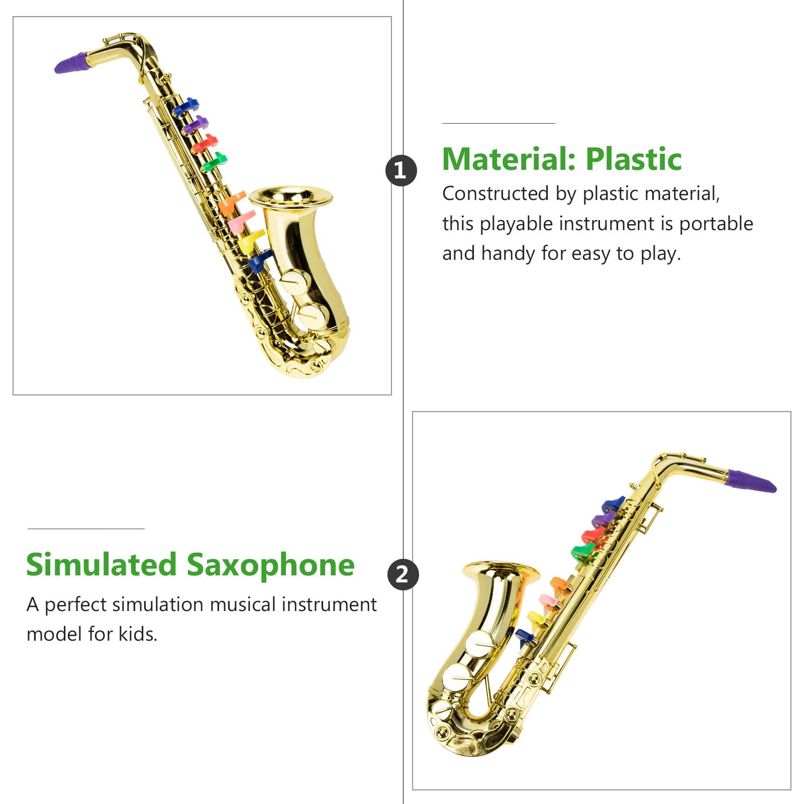 SUPVOX Sax Giocattolo Educativo per Bambini Oro, Saxofono Giocattolo, Tromba per Bambini in Plastica