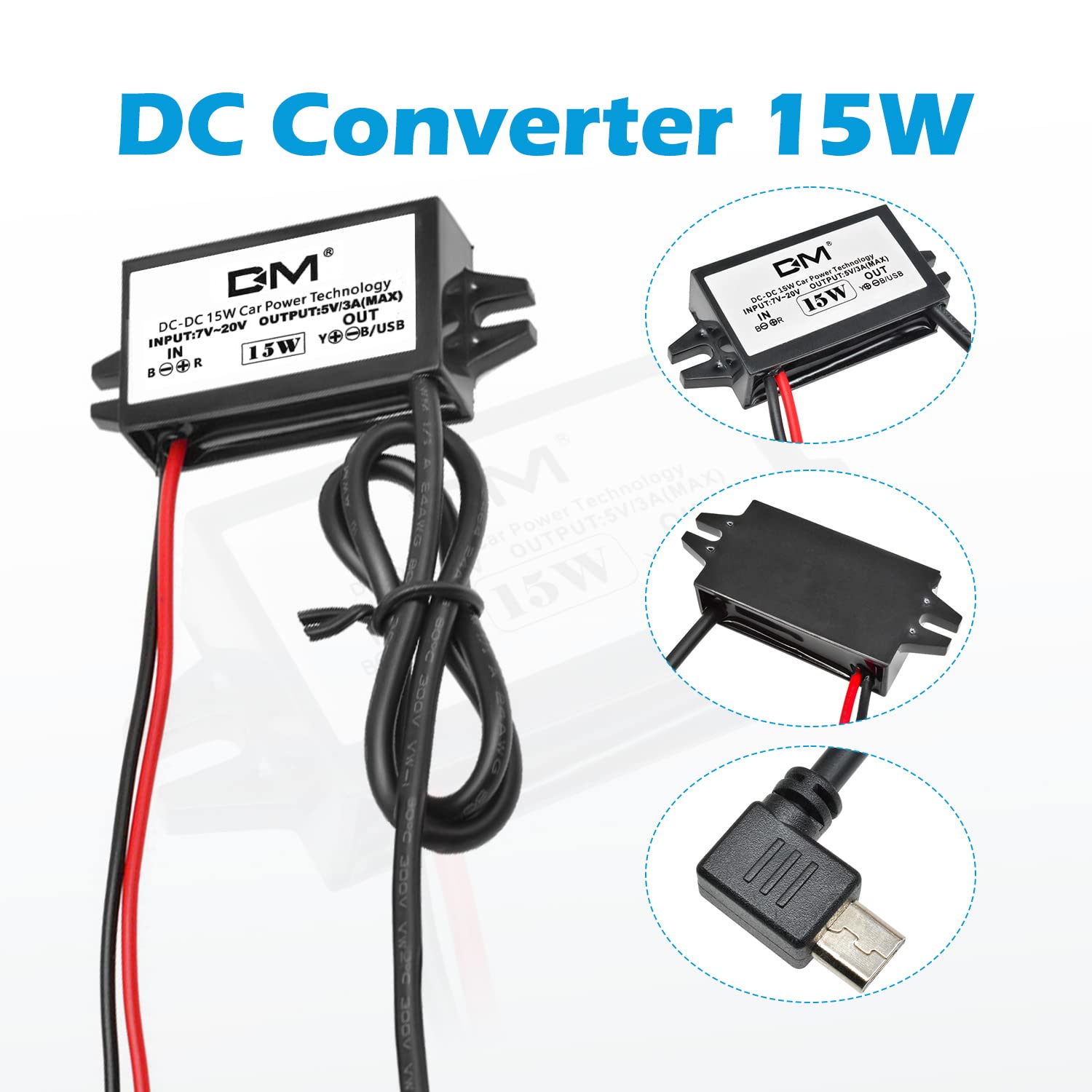 Convertisseur 12V Vers 5V DC Avec 2 Ports USB - Puissance 15W, Courant Max 3A - Protection Surintensité/surtension - Pour Voiture, électronique - 11