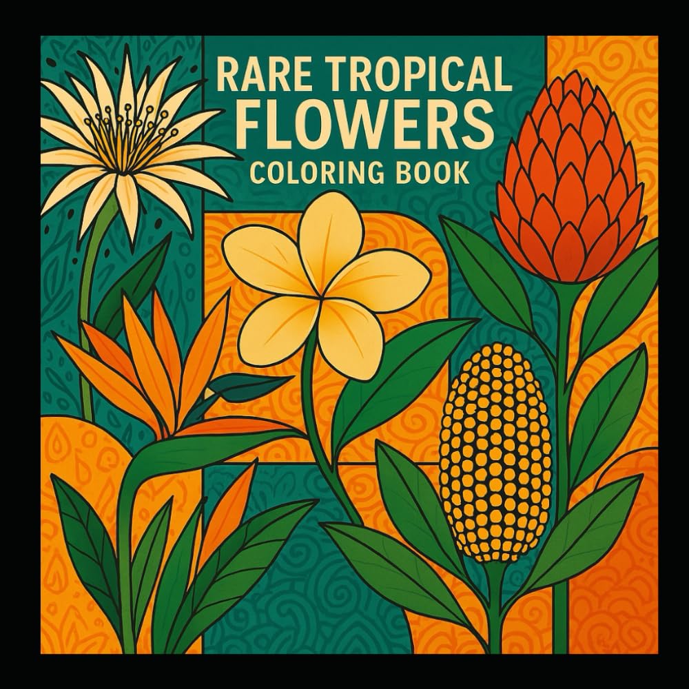 Tropical Flowers Coloring Book