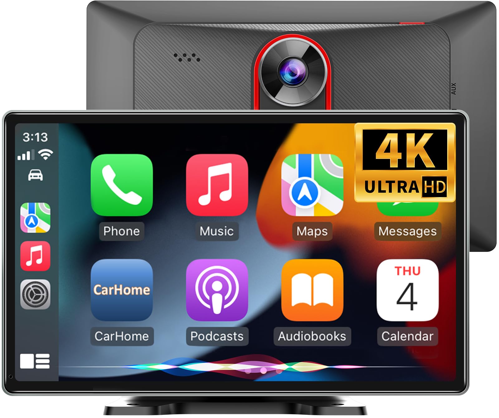 Schermo Auto Wireless CarPlay E Android Auto 9 Pollici - Con Dash Cam 4K E Telecamera Posteriore 1080p, Mirror Link, Comandi Vocali E Bluetooth