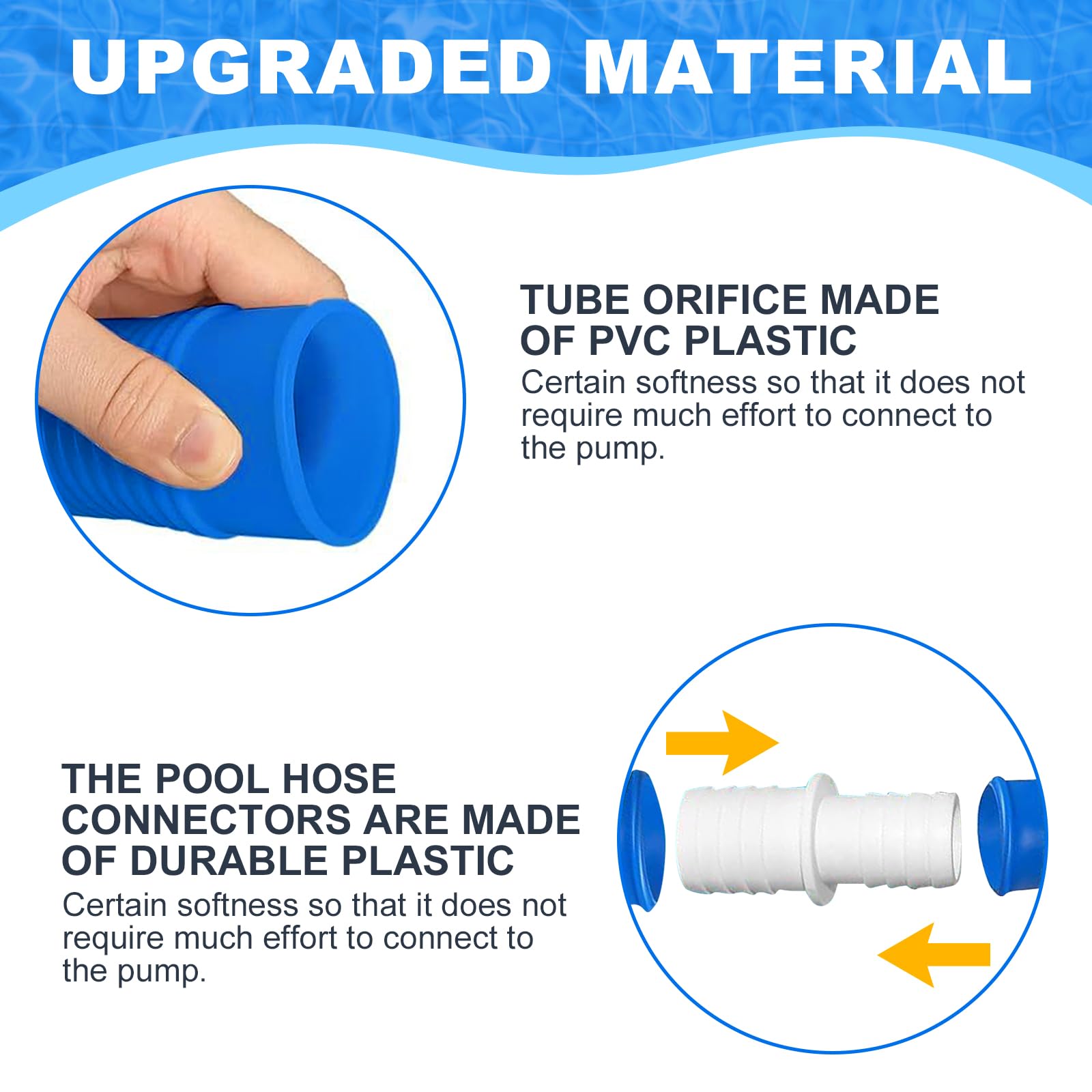 Photo 1 of 2 Pack Pool Pump Replacement Hose for Above Ground Pools, 1.25 x 59 Inch Filter Pump Hose, Compatible with Intex Filter Pump 607, 637, 330GPH, 530GPH, 1,000GPH, Includes 4 Metal Clamps, Blue