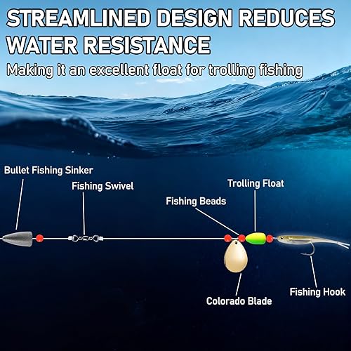 Miniatura 6 de Alwonder Paquete de 60 flotadores de pesca Bobbers ovalados de espuma de bala flotadores Pompano Surf Ice Fly Fishing Trolling Fish Finder Bottom
