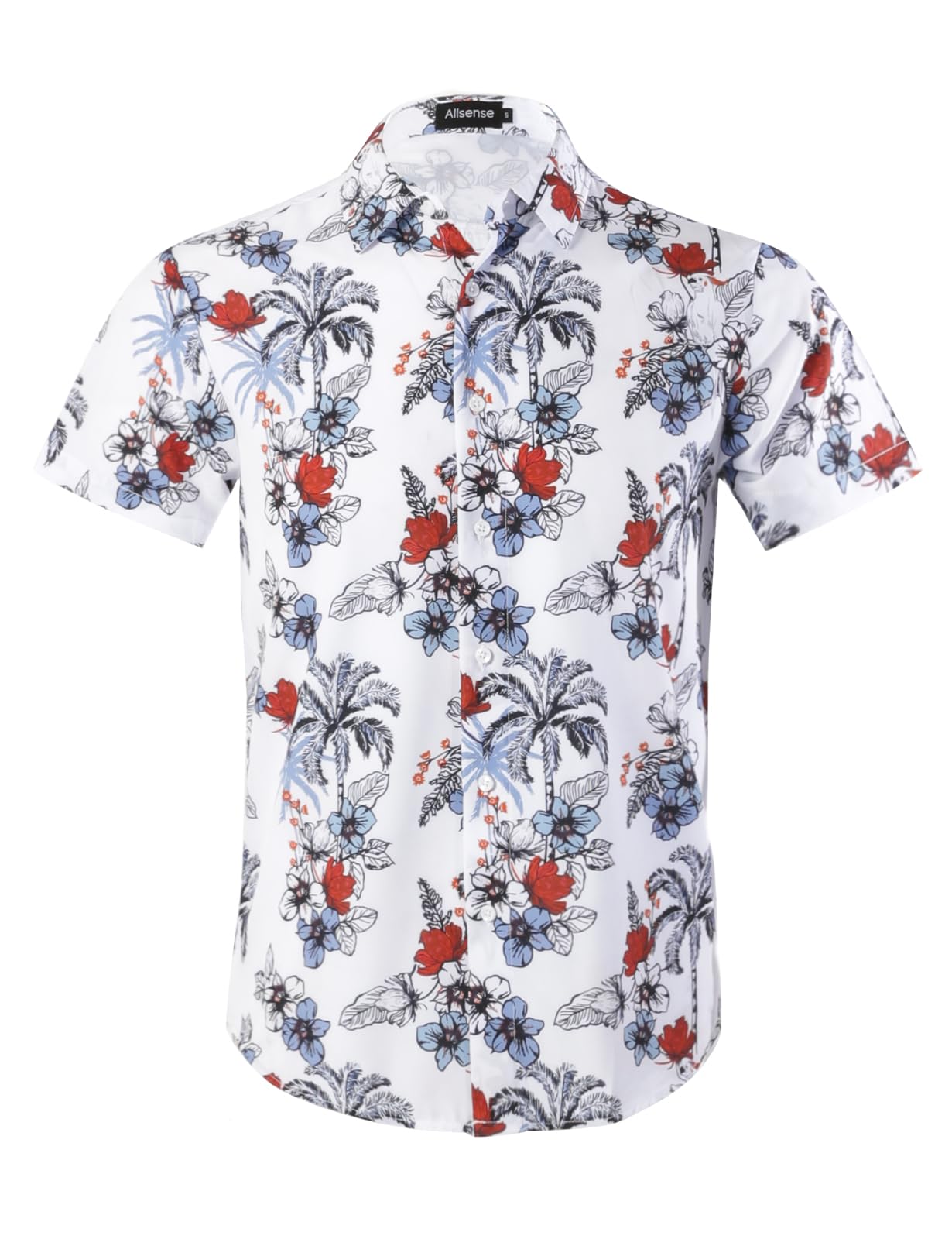 Allsense Men's Short-Sleeve Button-Down Tropical Hawaiian Shirt