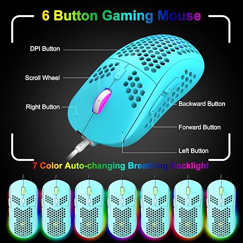 Miniatura 8 de Combo de teclado y mouse para juegos 60 Samll Mini RGB retroiluminación mecánica y mouse óptico mecánico RGB de panal de abeja alfombrilla de mouse