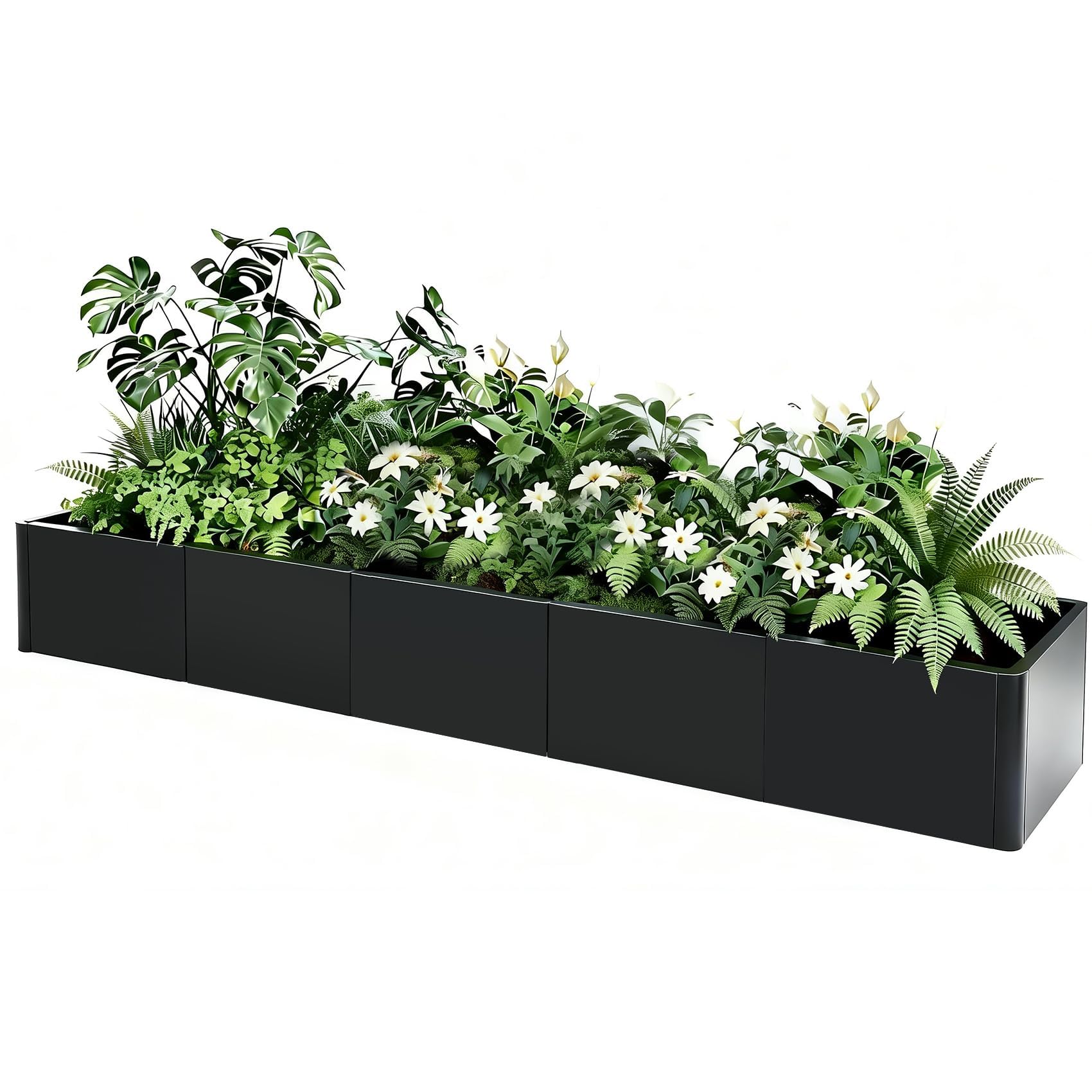 Garvee Jardinière surélevée externera Longue en Acier Robuste – Montage Facile – sans Fond – Idéale pour terrasse, Balcon, aménagement paysager, Usage résidentiel ou Commercial – 178x52x30cm, sans