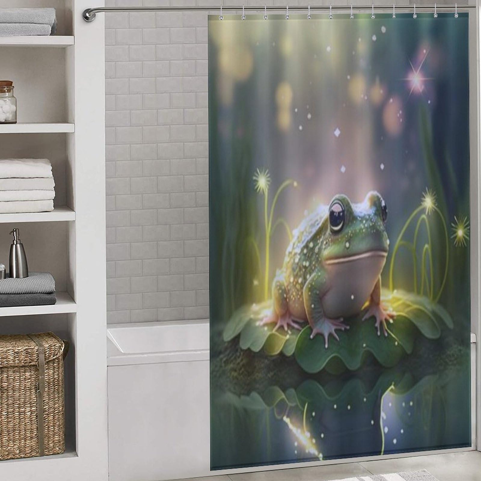 Rideau de douche grenouille pour une salle de bain familiale